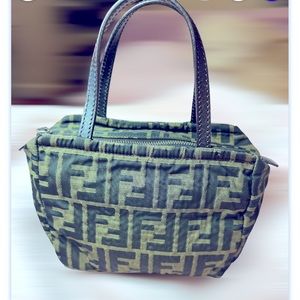 FENDI Vintage FF Logo Zucca Purse Bag satchel clutch mini bag Authentic - EUC